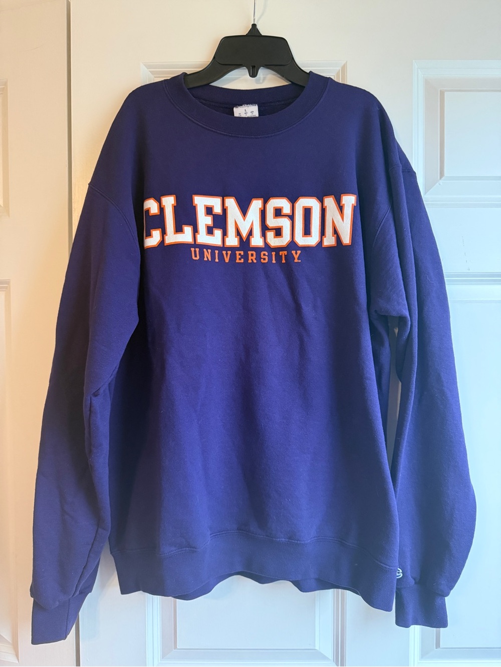 Champion Purple Clemson University Crewneck Sweatshirt with Orange Lettering